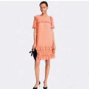 J. Crew Pink Ruffled Tiered Mini Dress